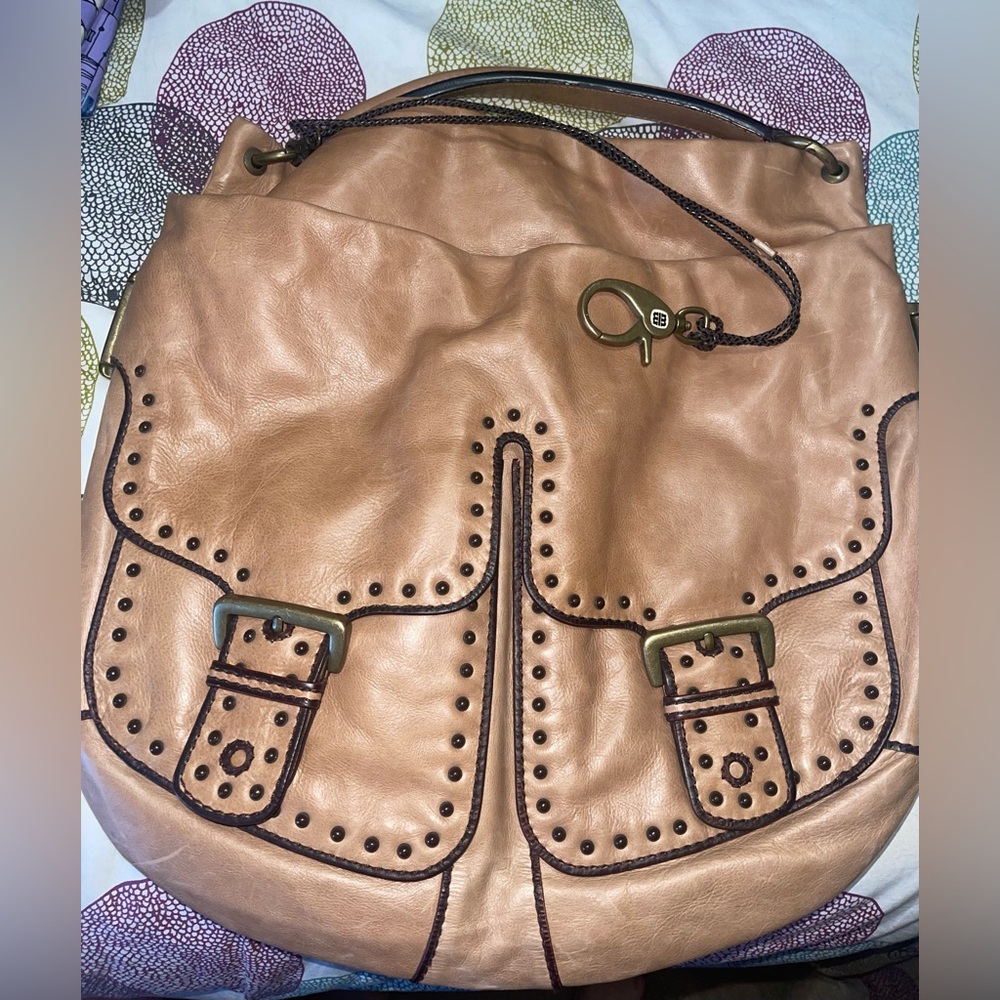 Loyd Maish large brown leather hobo